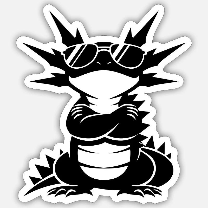Cooler Axolotl mit Sonnenbrille - Sticker Größe S (10 x 10 cm) - Mattweiß