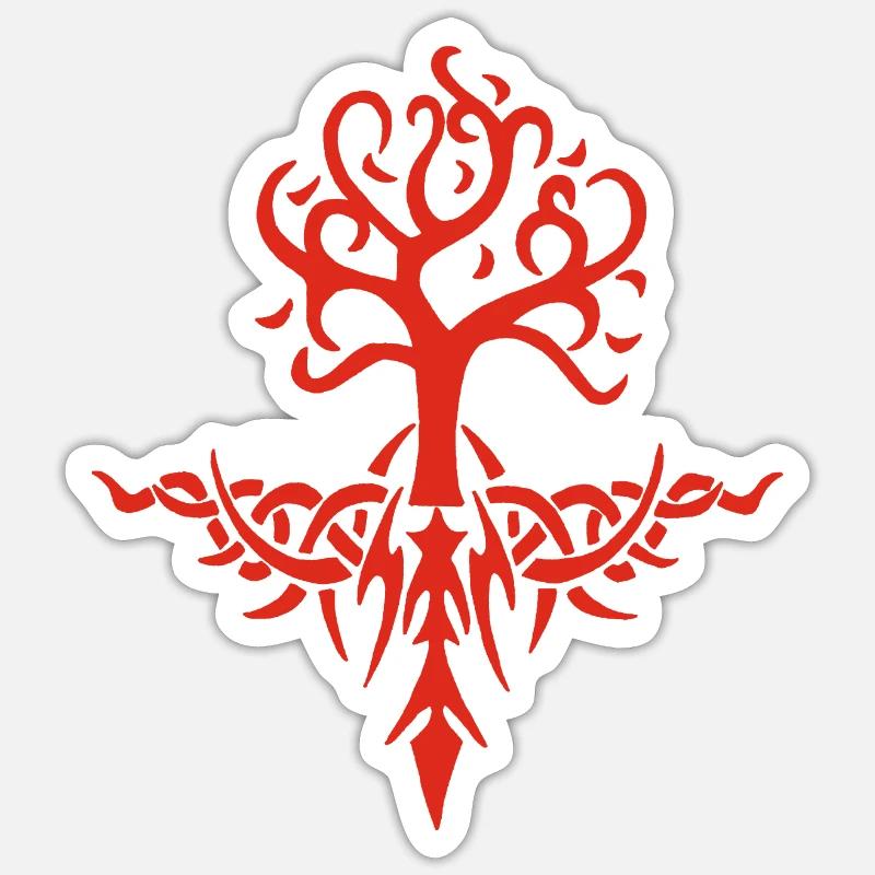 Red Thorny Tree - Sticker size S (10 x 10 cm) - white matte