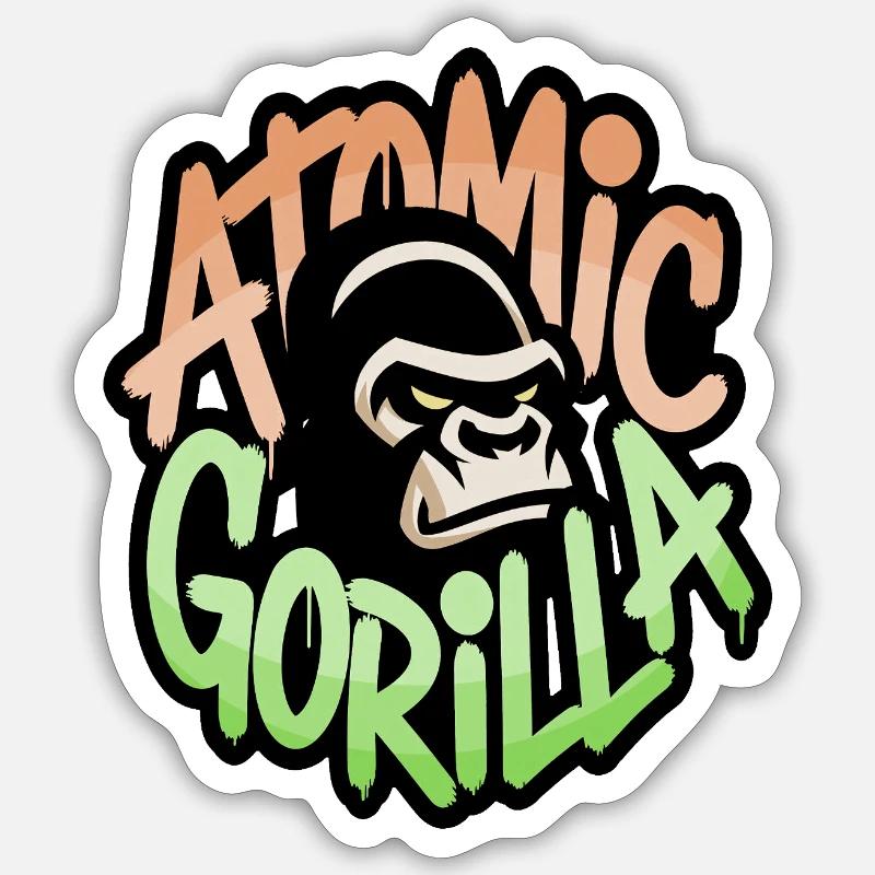 Atom-Gorilla-Graffiti - Sticker Größe S (10 x 10 cm) - Mattweiß
