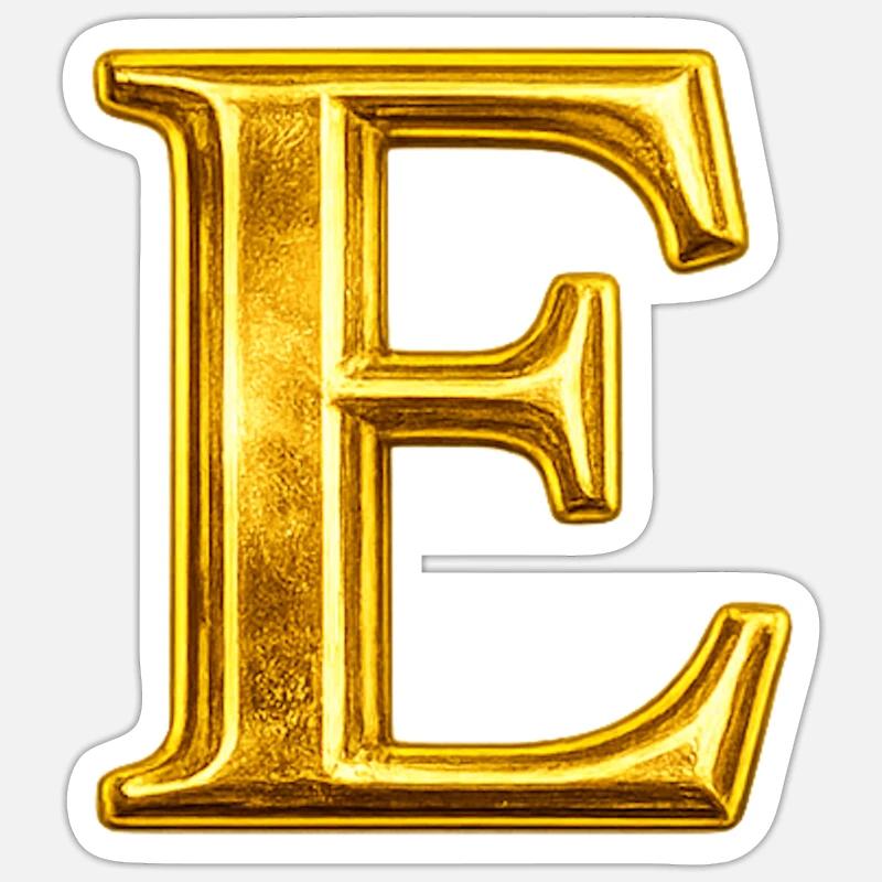 Golden E Monogram Design - Sticker størrelse S (10 x 10 cm) - mat hvid