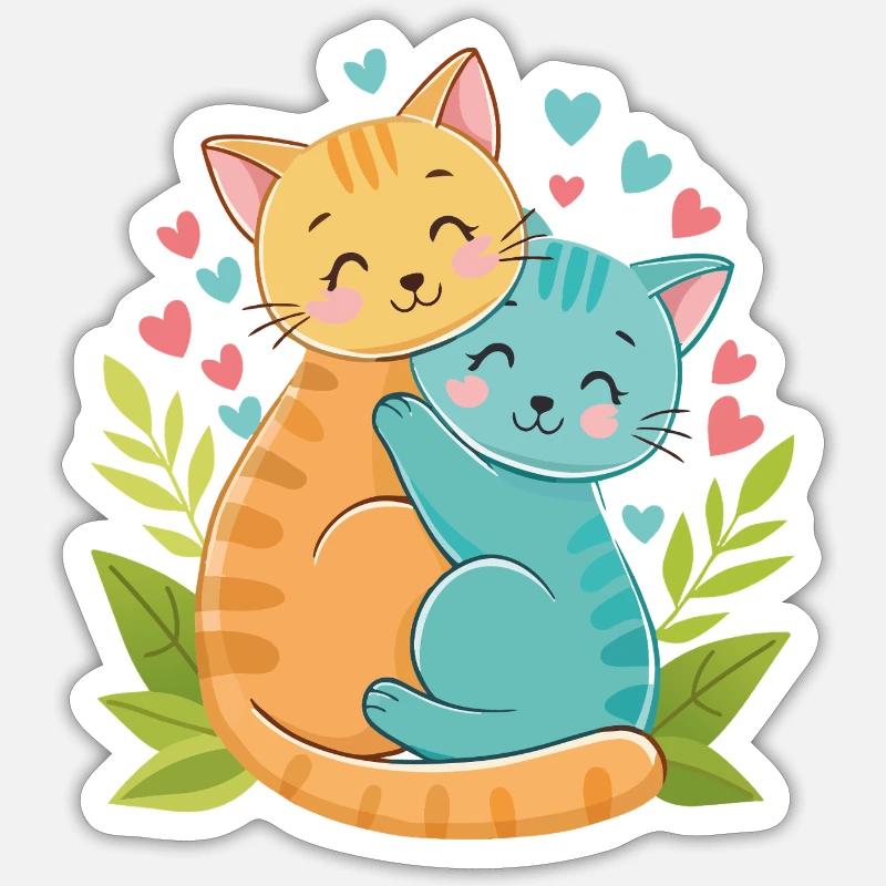 cuddling kittens Sticker size S (10 x 10 cm)