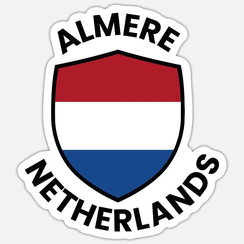 Bouclier d’Almere Pays-Bas - Sticker taille S (10 x 10 cm) - blanc mat