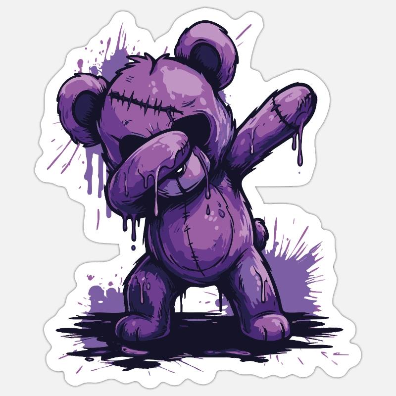 Zombie Teddy Dab - Sticker size S (10 x 10 cm) - white matte