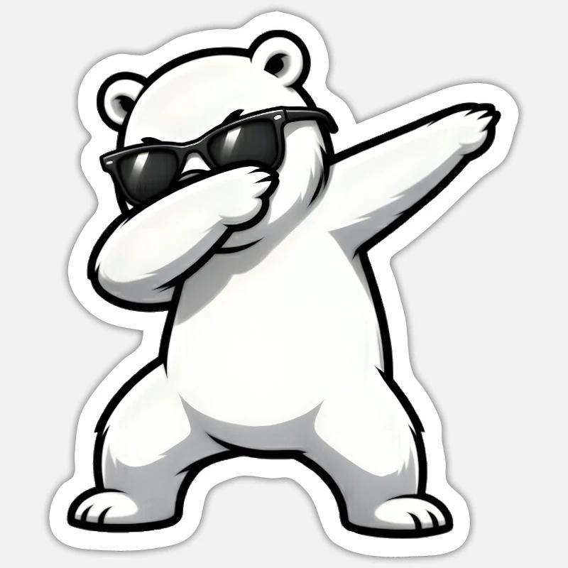 Dabbing Eisbär - Sticker Größe S (10 x 10 cm) - Mattweiß