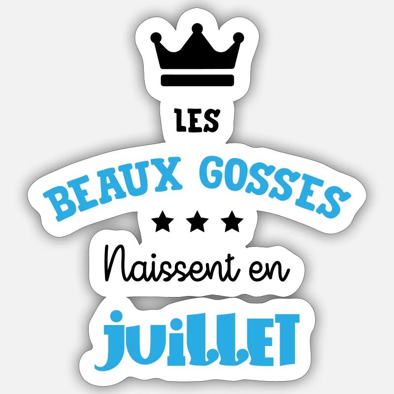 Cadeau naissance bébé garçon Juillet Beaux Gosses Sticker taille S (10 x 10 cm)