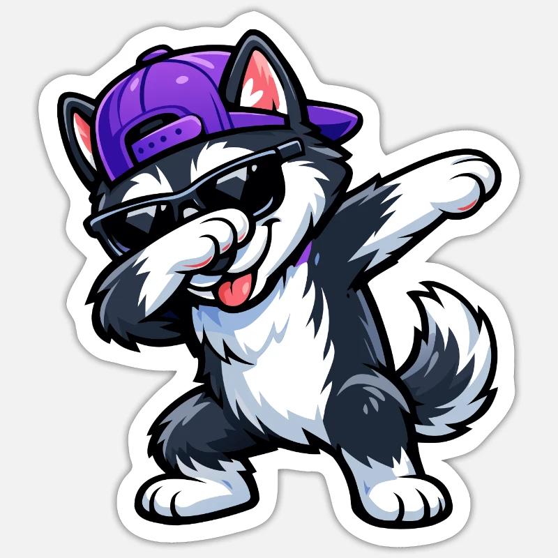 Dabbing Husky Sticker Größe S (10 x 10 cm)