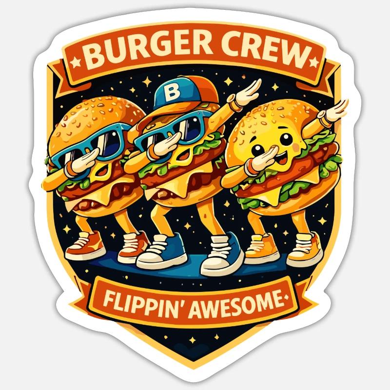 Burger Crew Flippin' Awesome - Dabbing Dab Dance Sticker Größe S (10 x 10 cm)