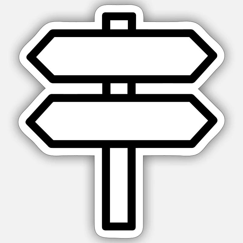 panneau direction - Sticker taille S (10 x 10 cm) - blanc mat