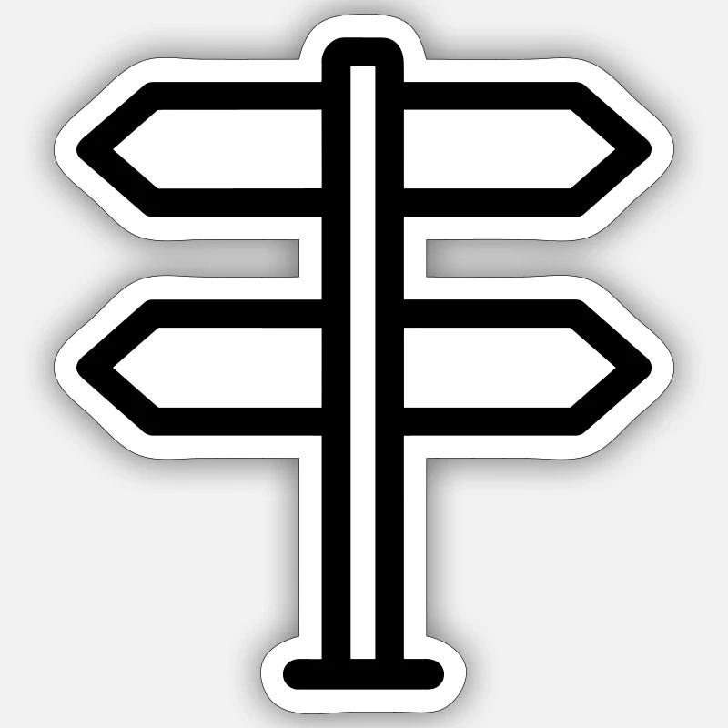 panneau direction - Sticker taille S (10 x 10 cm) - blanc mat