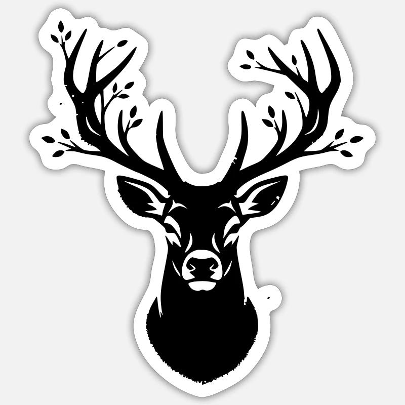 Hirsch Geweih Wald Silhouette Sticker Größe S (10 x 10 cm)