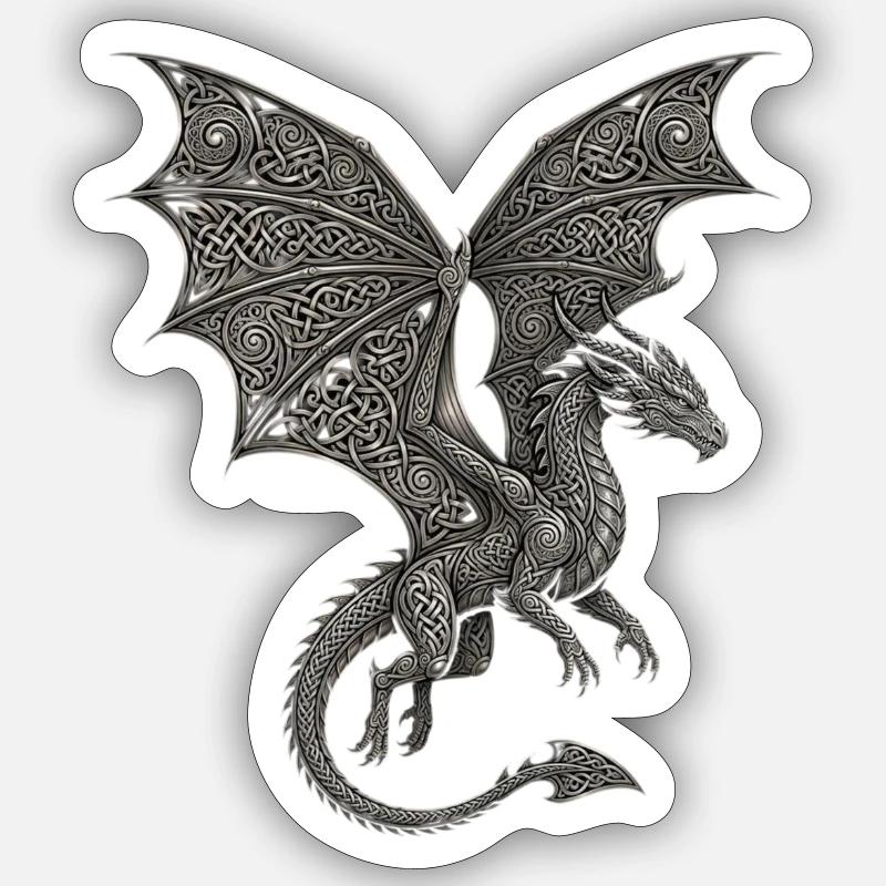 Dragon Noble Celtic Knot Pattern - Sticker size S (10 x 10 cm) - white matte