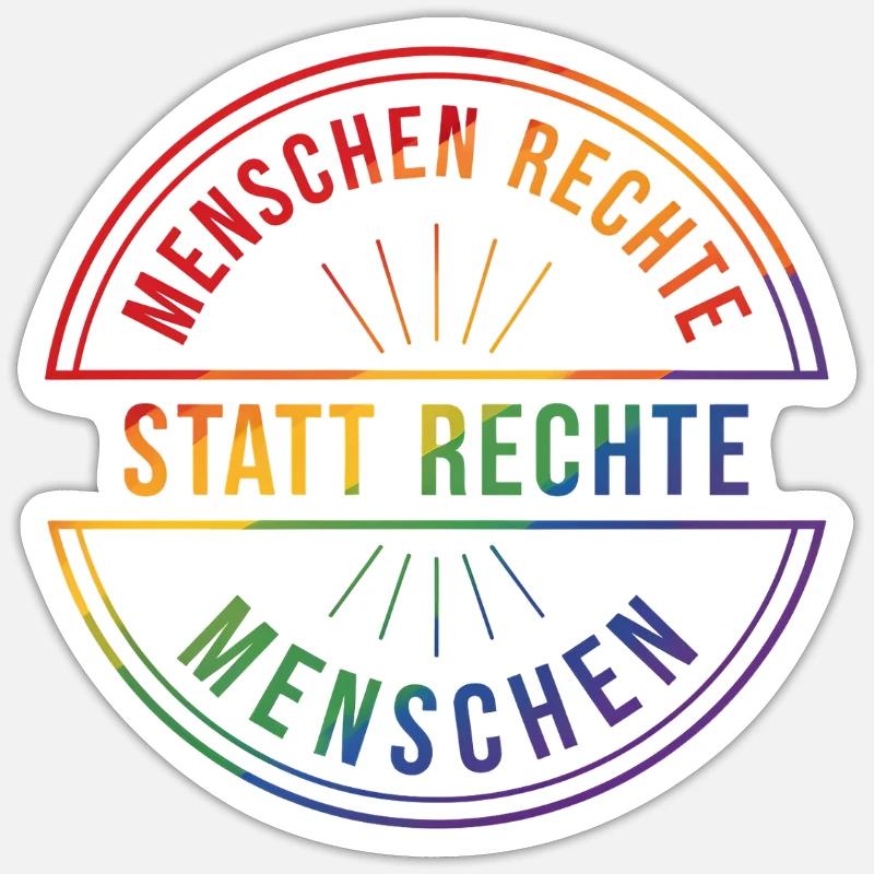 Menschenrechte Statement Pride Regenbogen - Sticker Größe S (10 x 10 cm) - Mattweiß
