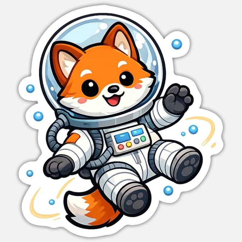 Le Renard de l’Espace en combinaison spatiale Sticker taille S (10 x 10 cm)