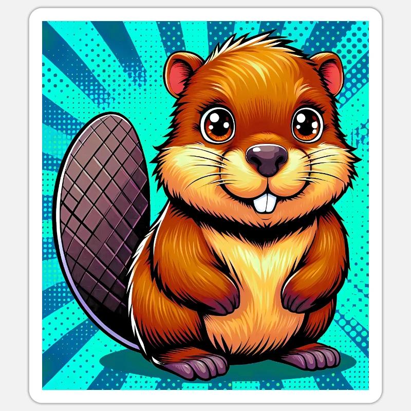 Bieber - Sticker Größe S (10 x 10 cm) - Mattweiß
