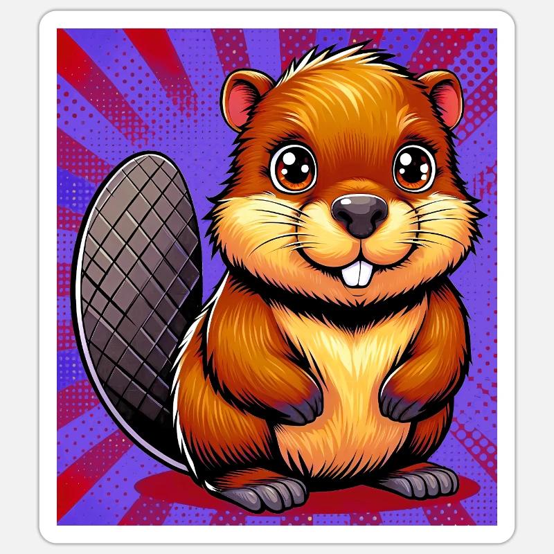 beaver - Sticker size S (10 x 10 cm) - white matte