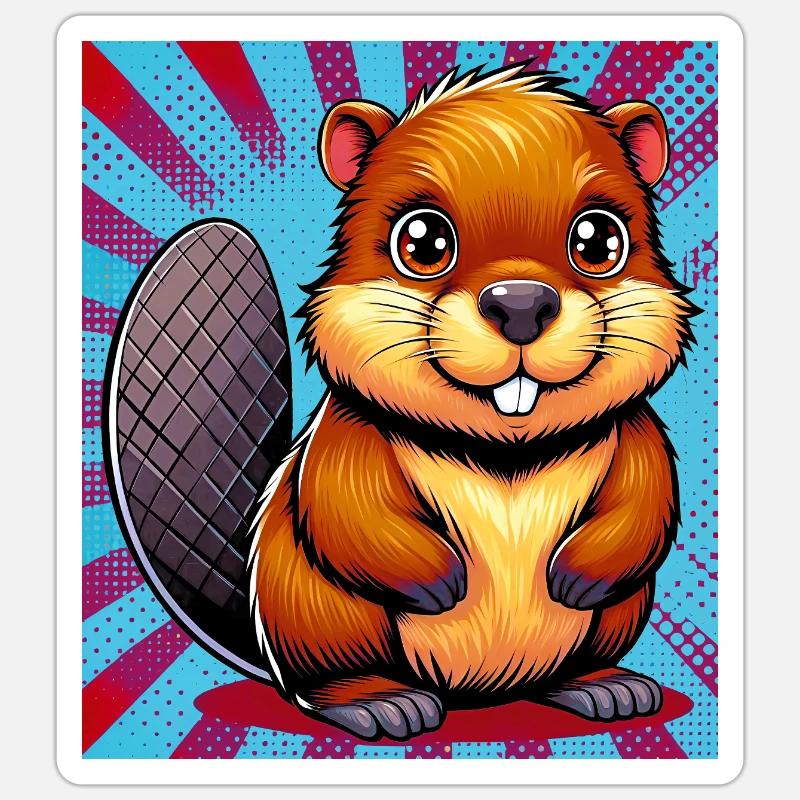 beaver - Sticker size S (10 x 10 cm) - white matte