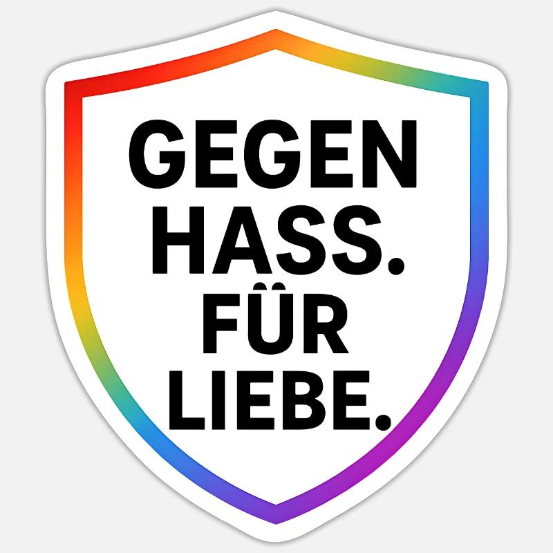 Against Hate for Love Shield - Sticker size S (10 x 10 cm) - white matte