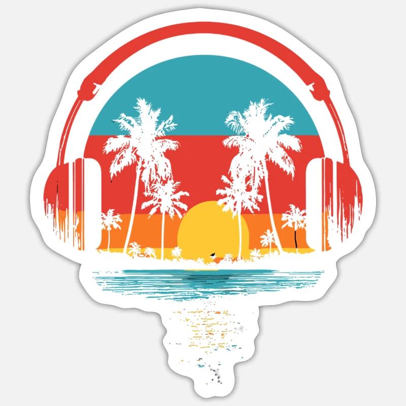 Beach Summer Palm Tree - Sticker size S (10 x 10 cm) - white matte