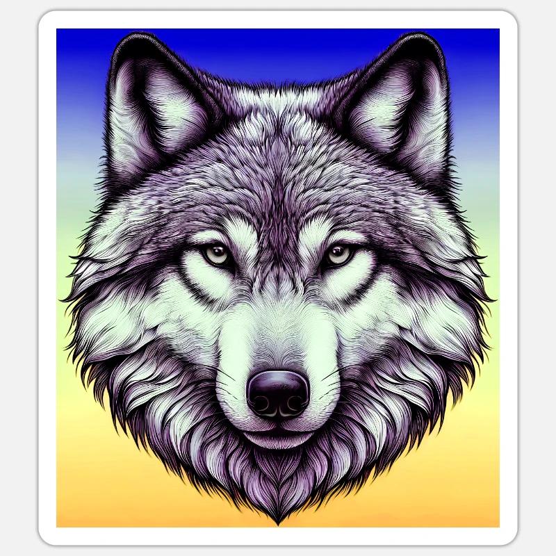 Wolf - Sticker Größe S (10 x 10 cm) - Mattweiß