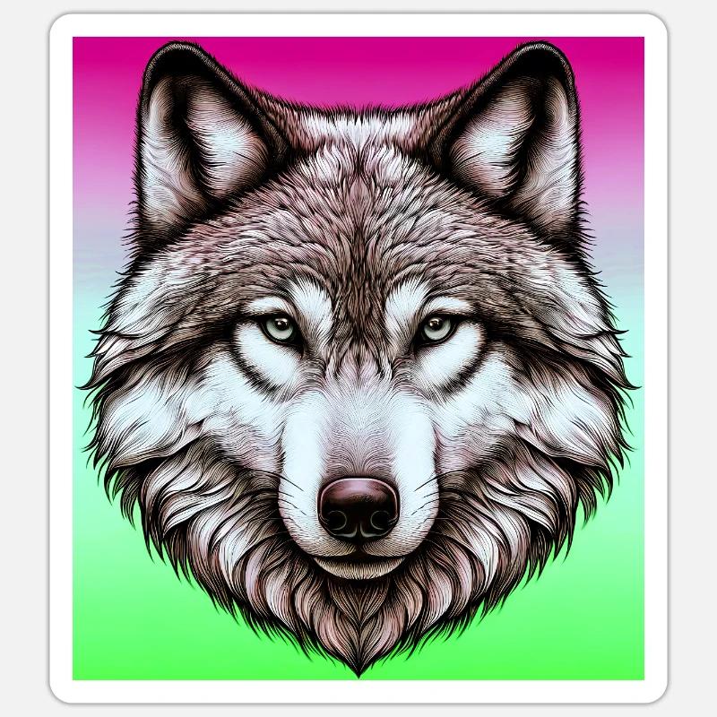 Loup - Sticker taille S (10 x 10 cm) - blanc mat