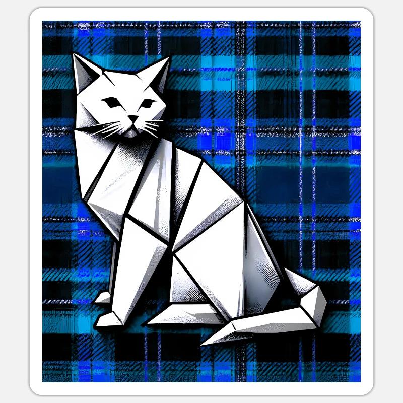 chat - Sticker taille S (10 x 10 cm) - blanc mat
