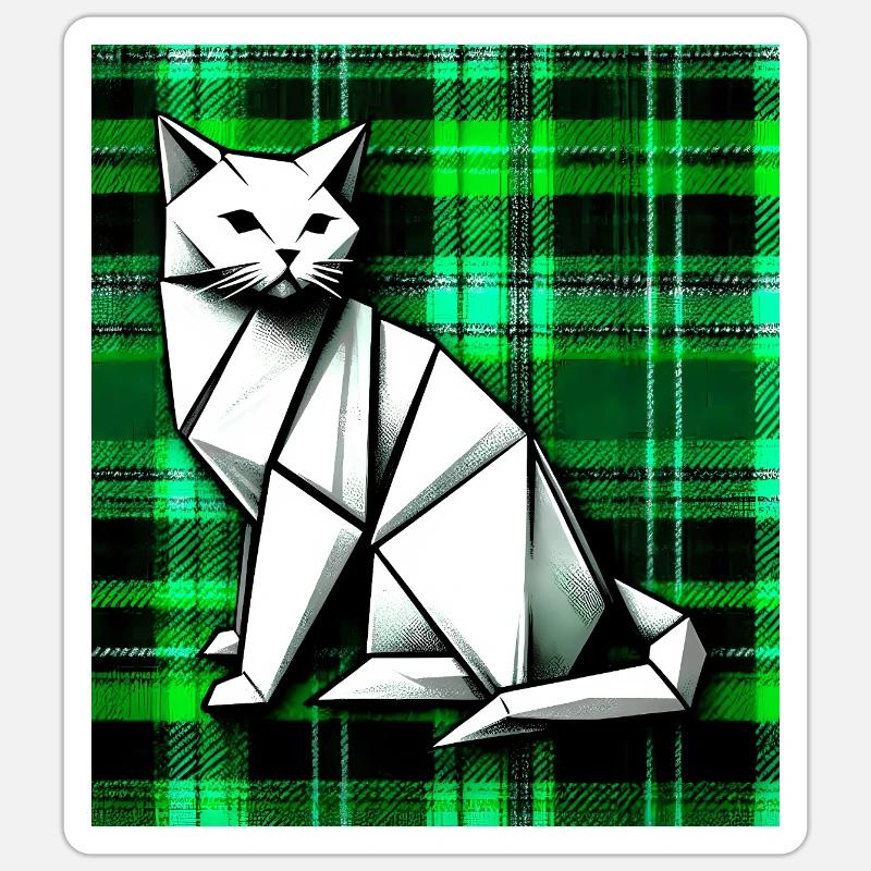 chat - Sticker taille S (10 x 10 cm) - blanc mat