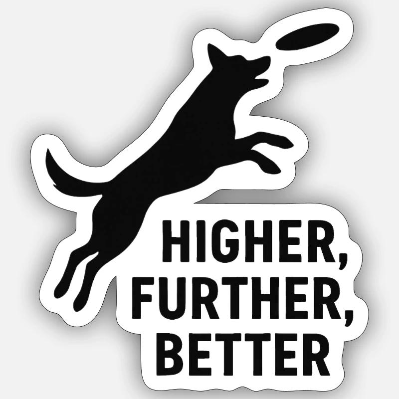 Frisbee saut de chien - Sticker taille S (10 x 10 cm) - blanc mat