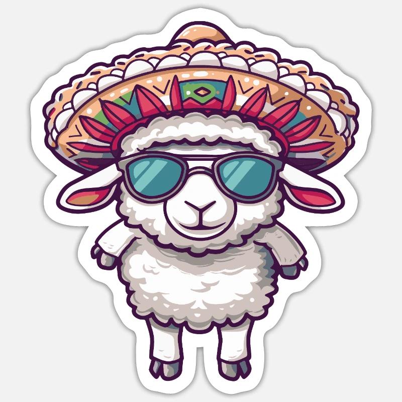 Sombrero comique drôle d’éléphant - Sticker taille S (10 x 10 cm) - blanc mat
