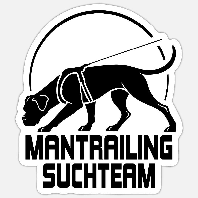 Boxer Mantrailing Suchteam Hunde Wilsigns - Sticker Größe S (10 x 10 cm) - Mattweiß