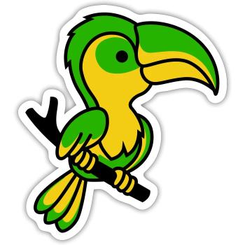 Neon Toucan in Green and Yellow - Sticker size S (10 x 10 cm) - white matte - Front