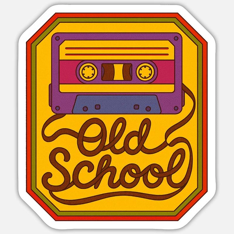 Old School Cassette Retro Patch - Sticker size S (10 x 10 cm) - white matte