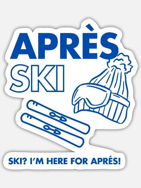 Après Ski Logo Beanie Skis - Sticker Größe S (10 x 10 cm) - Mattweiß