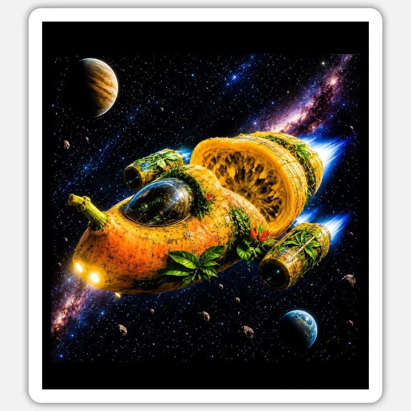Aventure spatiale Citrus - Sticker taille S (10 x 10 cm) - blanc mat