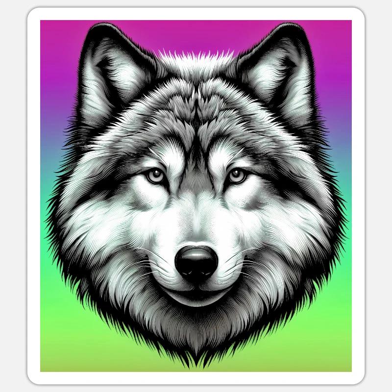 Wolf - Sticker Größe S (10 x 10 cm) - Mattweiß
