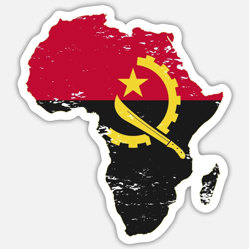 Drapeau de l’Angola Afrique - Sticker taille S (10 x 10 cm) - blanc mat