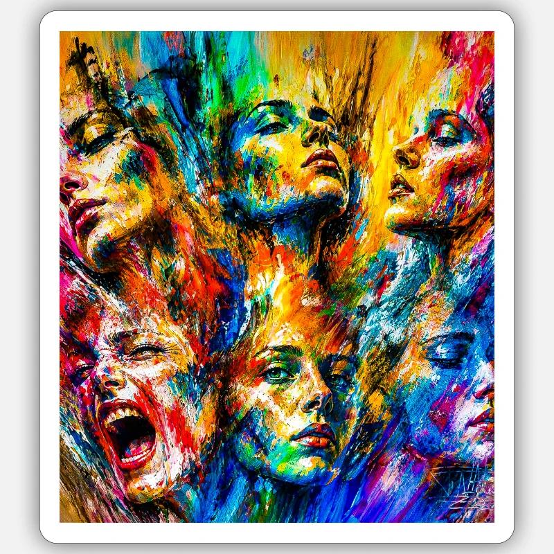 Farbenfrohes Gesicht Regen - Sticker Größe S (10 x 10 cm) - Mattweiß