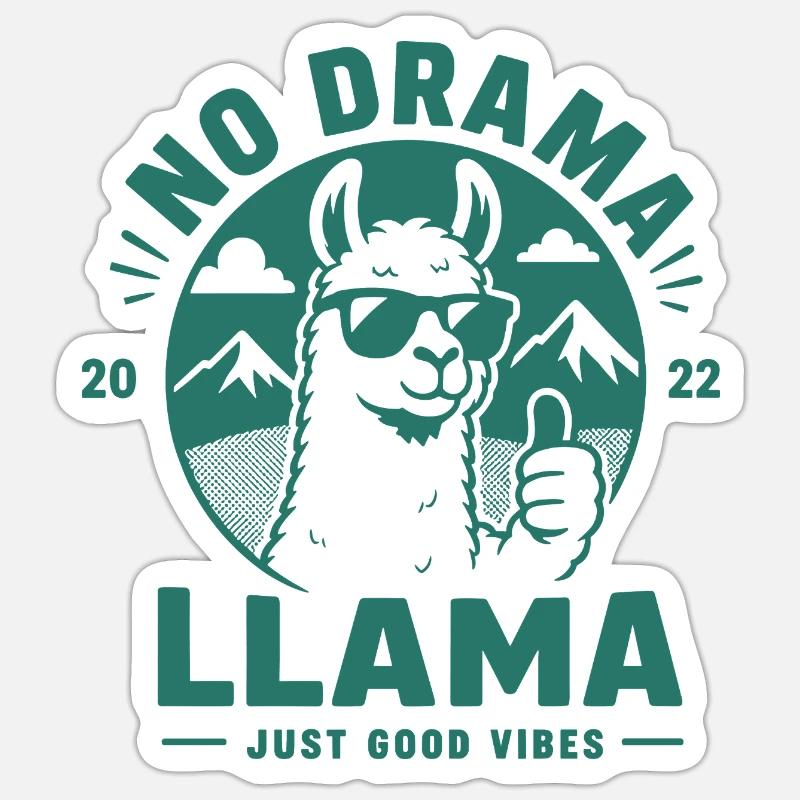 Pas de drame lama - Sticker taille S (10 x 10 cm) - blanc mat