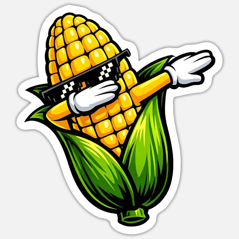 Tamponner le maïs sur l’épi - Sticker taille S (10 x 10 cm) - blanc mat