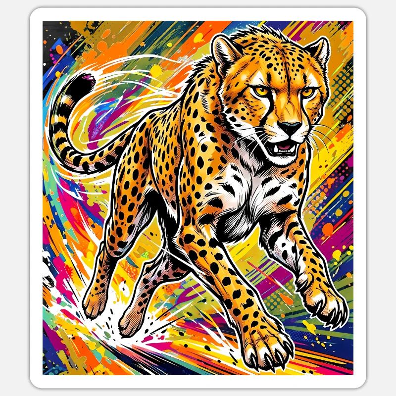 guépard - Sticker taille S (10 x 10 cm) - blanc mat