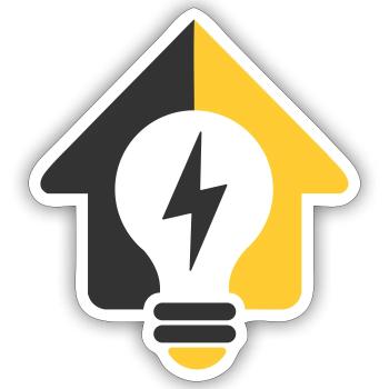 Electric Home Light Bulb Logo - Sticker size S (10 x 10 cm) - white matte - Front