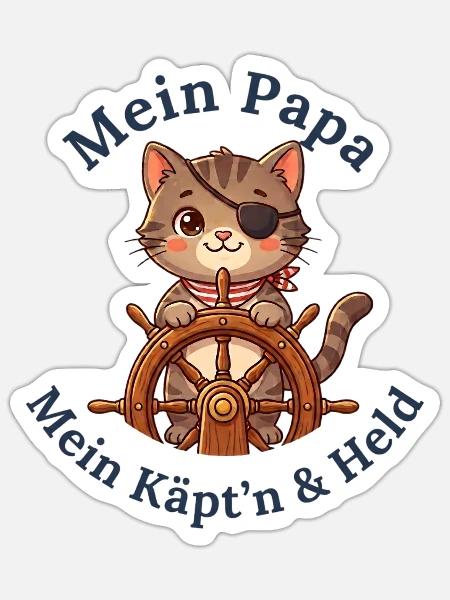 Mein Papa: Mein Käpt'n & Held - Sticker Größe S (10 x 10 cm) - Mattweiß