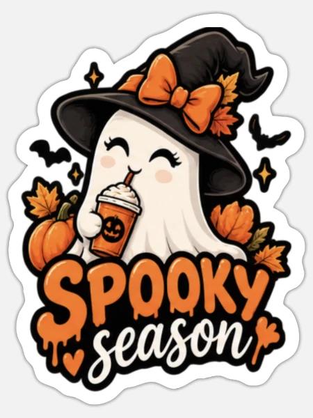 Kürbisgeist Spooky Saison Design - Sticker Größe S (10 x 10 cm) - Mattweiß