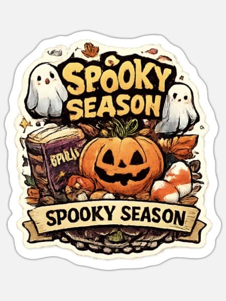 Spukige Saison Kürbis & Geister - Sticker Größe S (10 x 10 cm) - Mattweiß