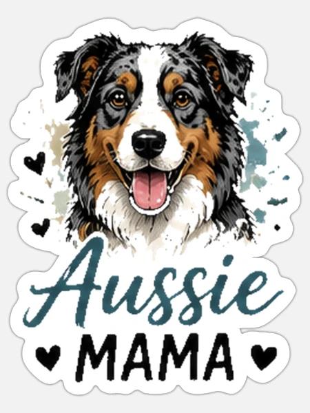 Aussie Mama Hundedesign - Sticker Größe S (10 x 10 cm) - Mattweiß