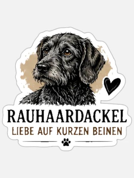 Rauhaardackel Liebe Kurze Beine - Sticker Größe S (10 x 10 cm) - Mattweiß