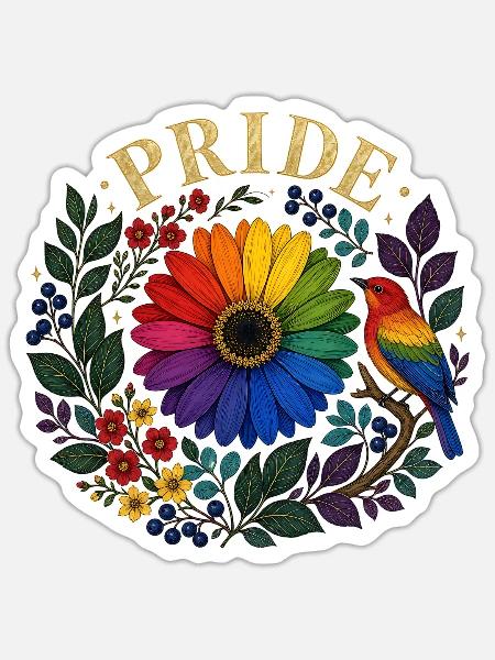 Pride Motiv für LGBTQ Fans und CSD Besucher LGBTQ - Sticker Größe S (10 x 10 cm) - Mattweiß