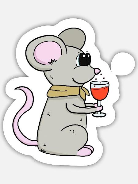 Maus Partymaus mit Spaßgetränk - Sticker Größe S (10 x 10 cm) - Mattweiß