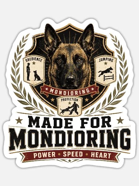 Mondioring Malinois - Sticker Größe S (10 x 10 cm) - Mattweiß