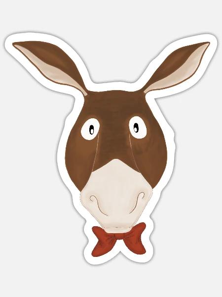 Esel mit Schleifchen - Sticker Größe S (10 x 10 cm) - Mattweiß
