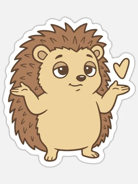 Igel Achselzucken Geste Herz - Sticker Größe S (10 x 10 cm) - Mattweiß